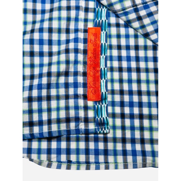 Robert Graham Mens L Gingham Check Short Sleeve Button Down Shirt Tailored Fit - Picture 10 of 12